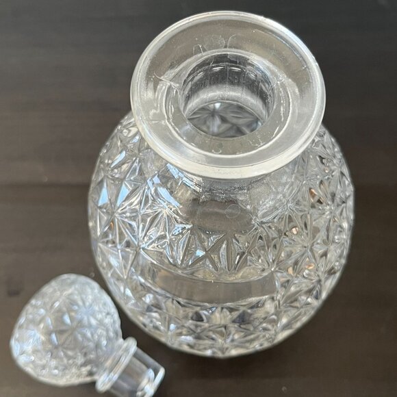 Vintage Pressed Glass Decanter With Stopper - 9 Inches Tall - Picture 4 of 6